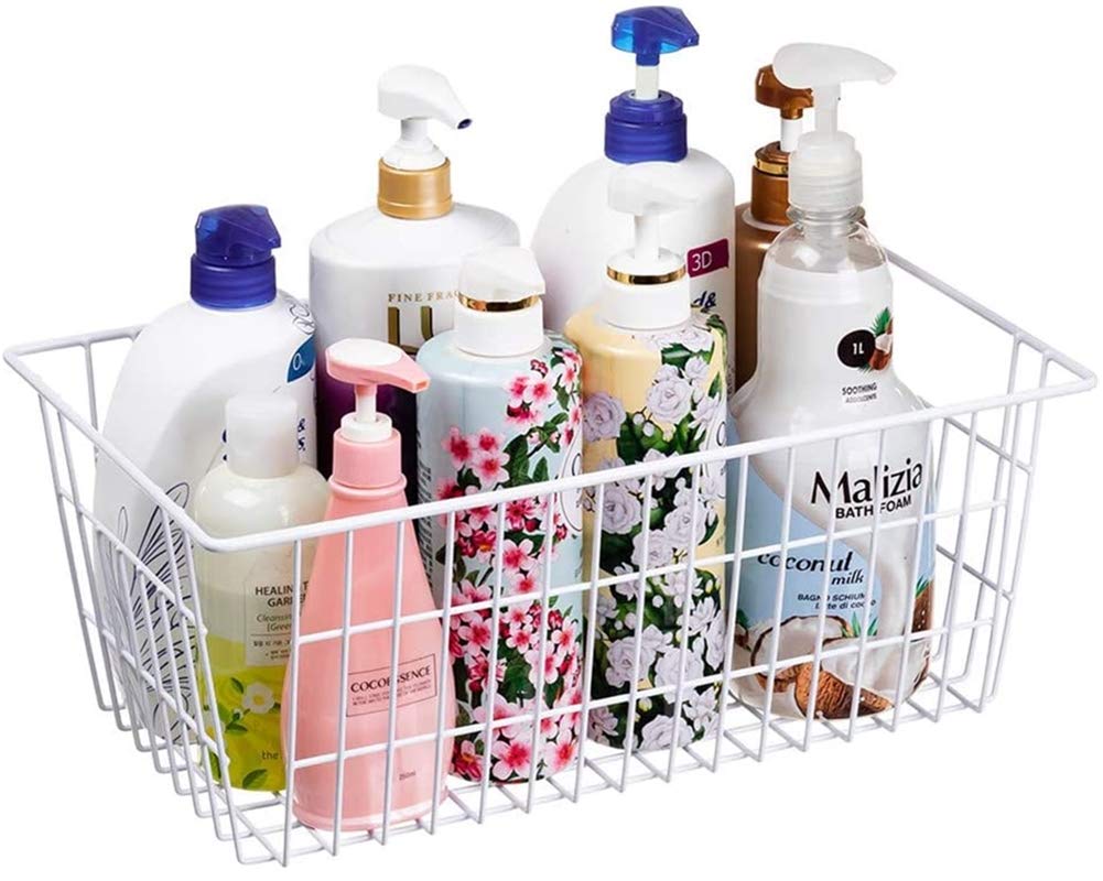 Metal Wire Storage Baskets Set of 3 - Freezer & Pantry Organizer Bins for Kitchen, Cabinet, Bathroom | Durable Stackable Storage Solution for Food, Toiletries & Household Items