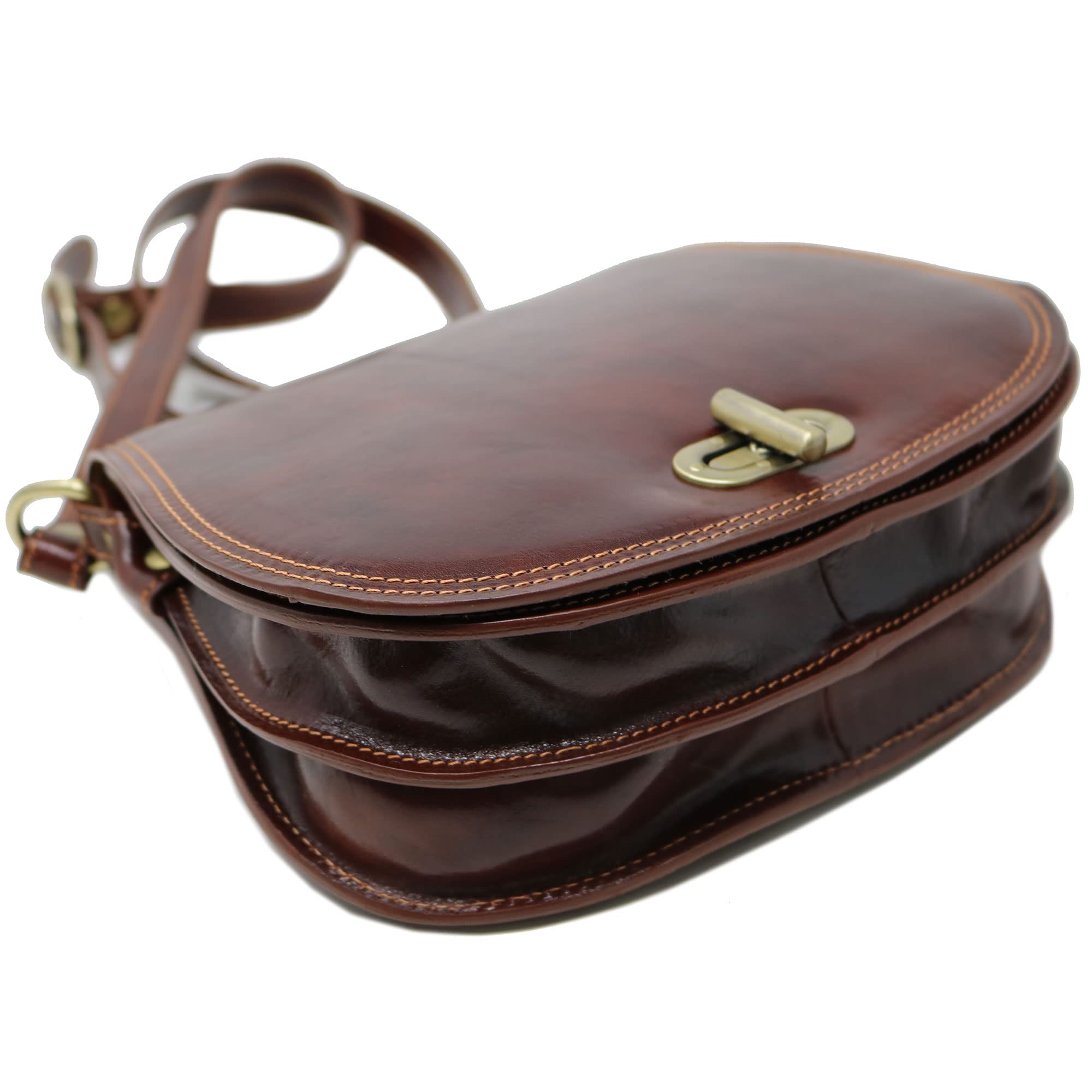Floto Firenze Women's Saddle Bag - Vintage Leather Crossbody Shoulder Handbag Purse for Everyday Use, Travel & Date Night