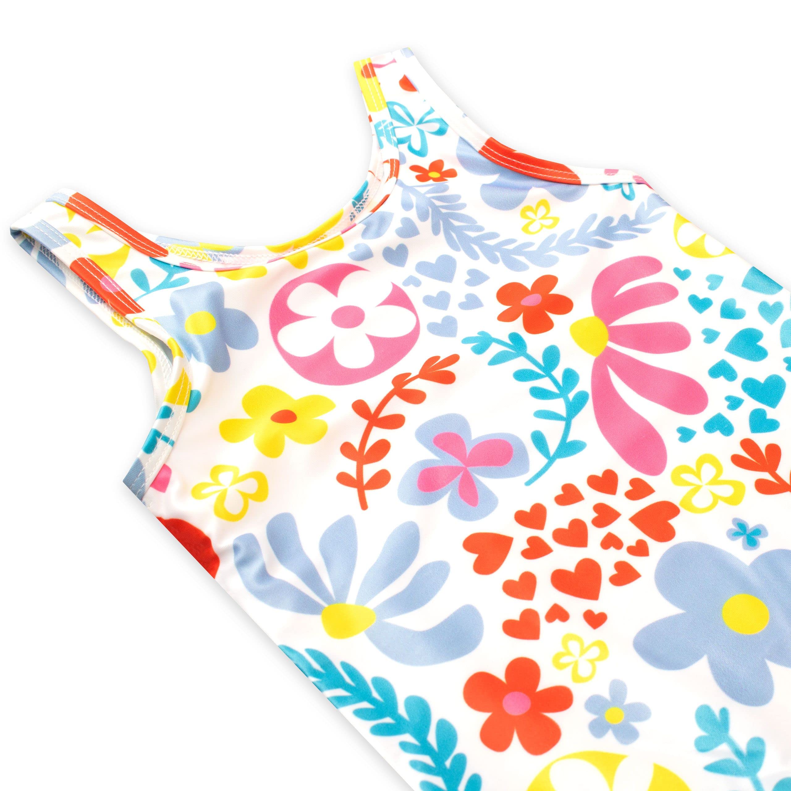 Girls Floral Print One Piece Swimsuit - Cute Summer Swimwear for Kids, Beach Pool Party & Vacation Outfit