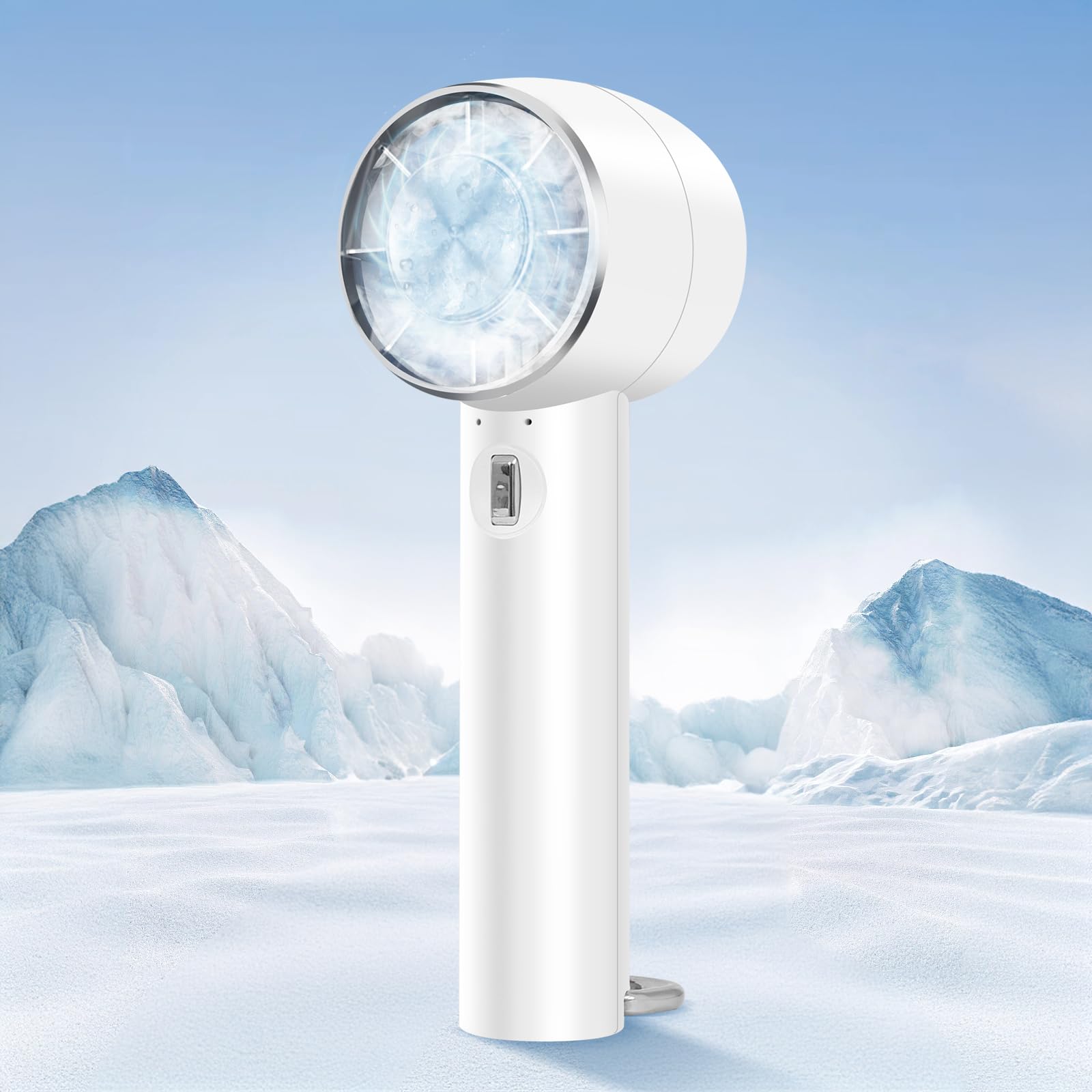 Portable Handheld Turbo Fan with Cooling Function - 4200mAh Rechargeable Battery, 2-in-1 Mini Desk & Personal Fan for Travel, Home, Office, Camping - Perfect for Makeup, Outdoor Activities & Hot Weather Relief (White)