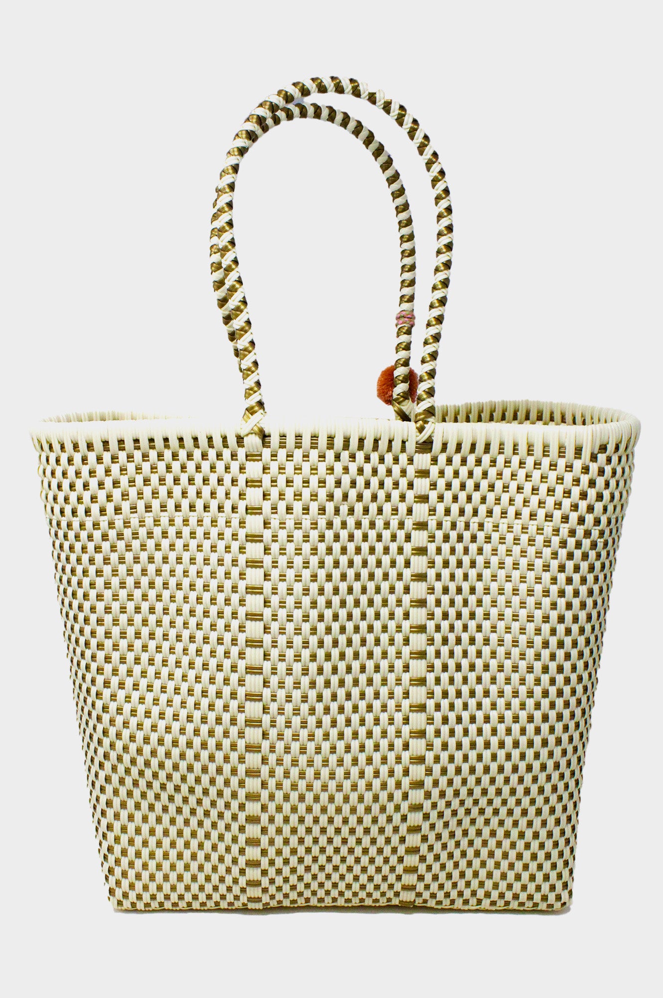 Bombon Medium Tote Bag for Women - Elegant Bone & Gold Color Handbag - Perfect for Work, Travel, and Everyday Use