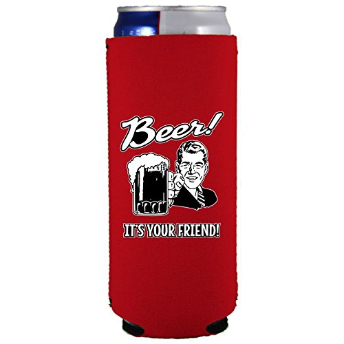 Red Slim Can Coolie - Insulated Beer Can Holder for Chilling Drinks | Perfect for Parties, BBQs, and Outdoor Events