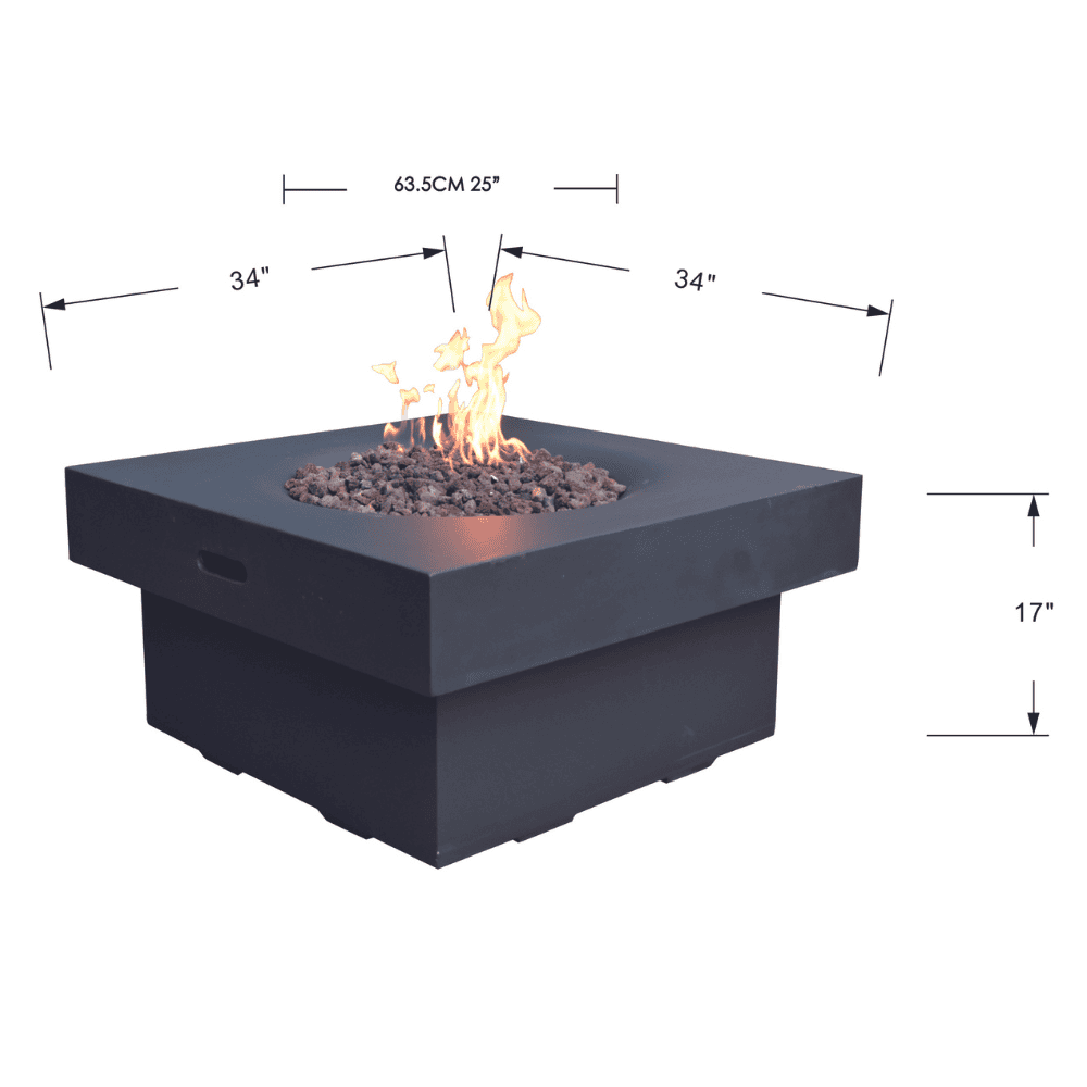 Branford Outdoor Concrete Fire Table - Durable & Weatherproof Fire Pit for Patio, Backyard, and Garden - Perfect for Entertaining & Relaxing