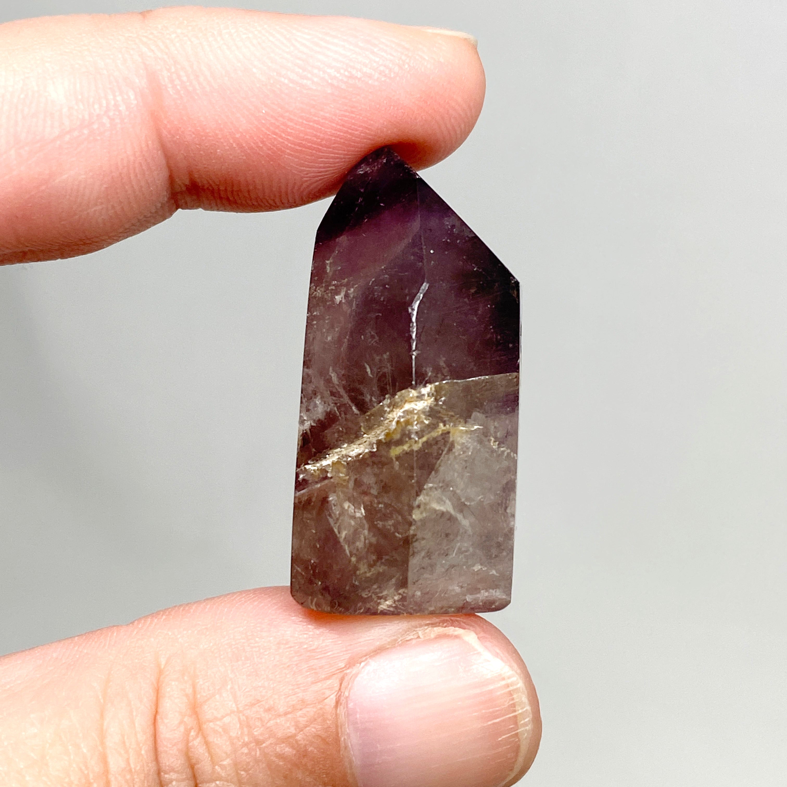 Natural Smokey Amethyst & Clear Quartz Crystal Point - Healing Stone for Meditation, Energy Work & Home Decor (CR3439)