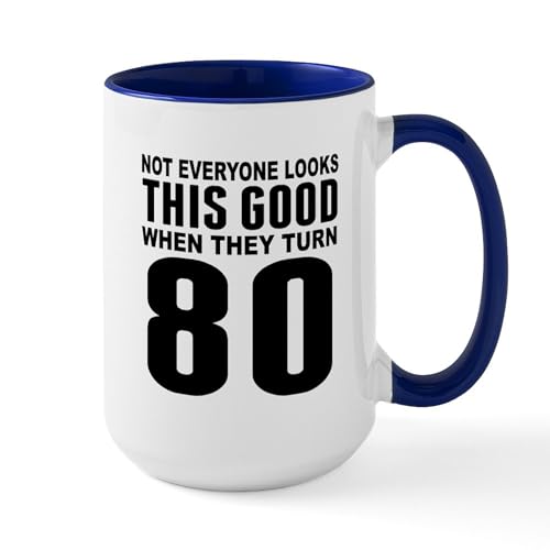 White/Navy Inside - Look This Good 80Th Birthday Mugs