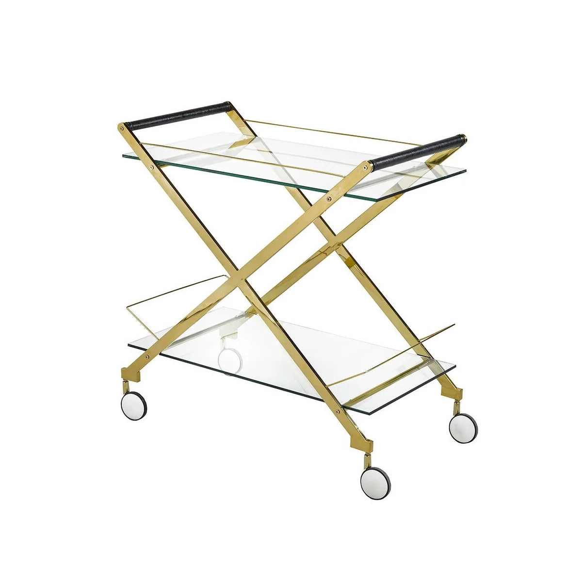 Gold Bermuda Bar Cart - Rolling Serving Cart with Wheels for Home, Office, or Outdoor Entertaining - Perfect for Cocktails, Beverages & Party Hosting