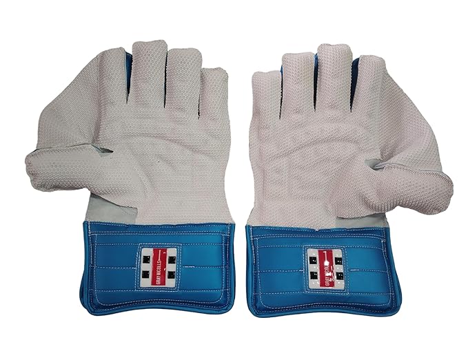 Gray Nicolls Blue Limited Edition Adult Cricket Wicket Keeping Gloves - Premium Leather Protection for Wicket Keepers - Perfect for Professional Matches & Training Sessions