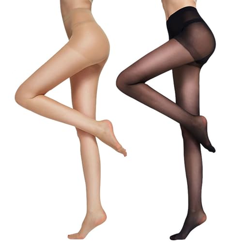 2 Pairs Pantyhose: Flesh, Black(fits 99-132 Lbs)