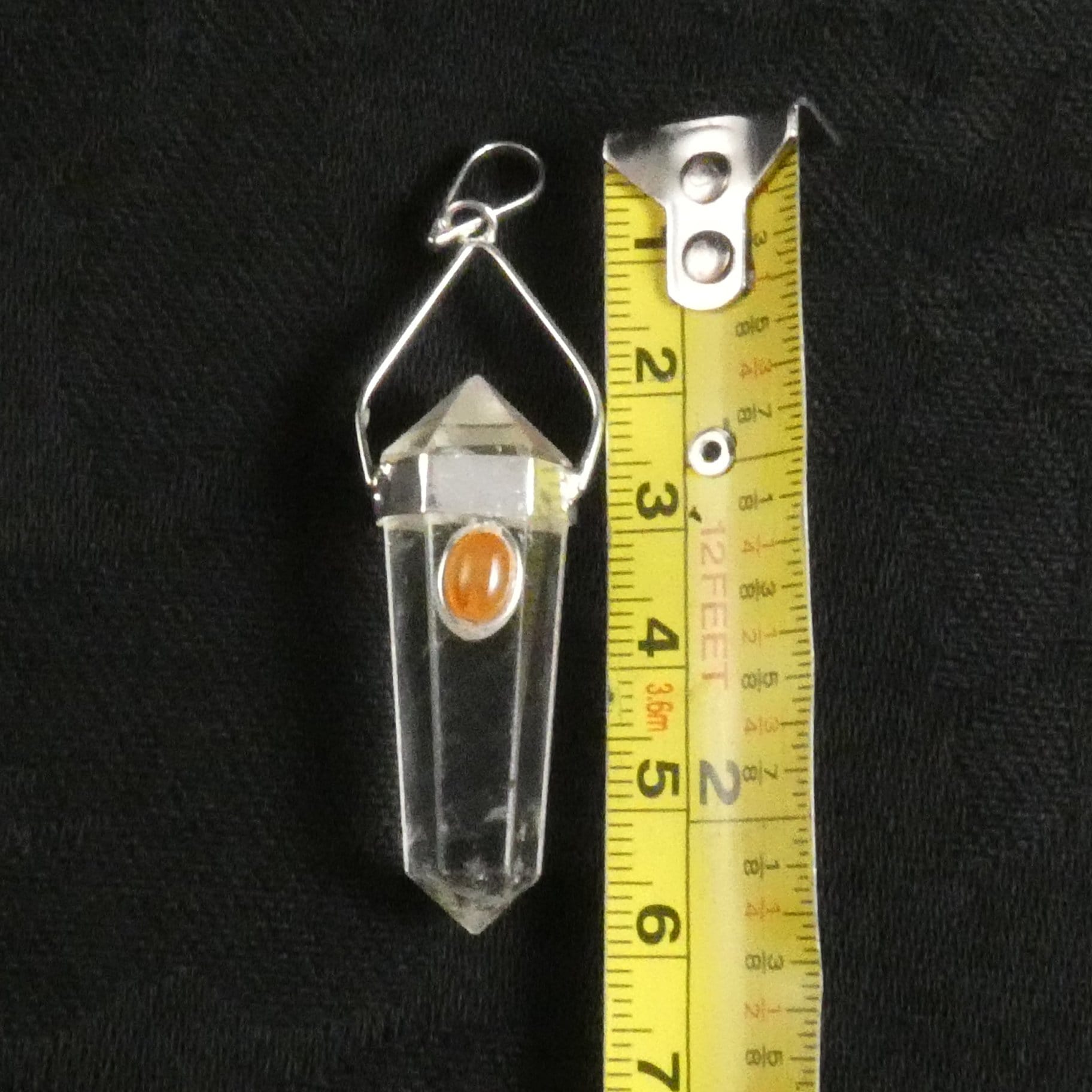Natural Clear Quartz & Carnelian Double Terminated Point Pendant Necklace - Healing Crystal Jewelry for Meditation, Energy Work & Spiritual Protection