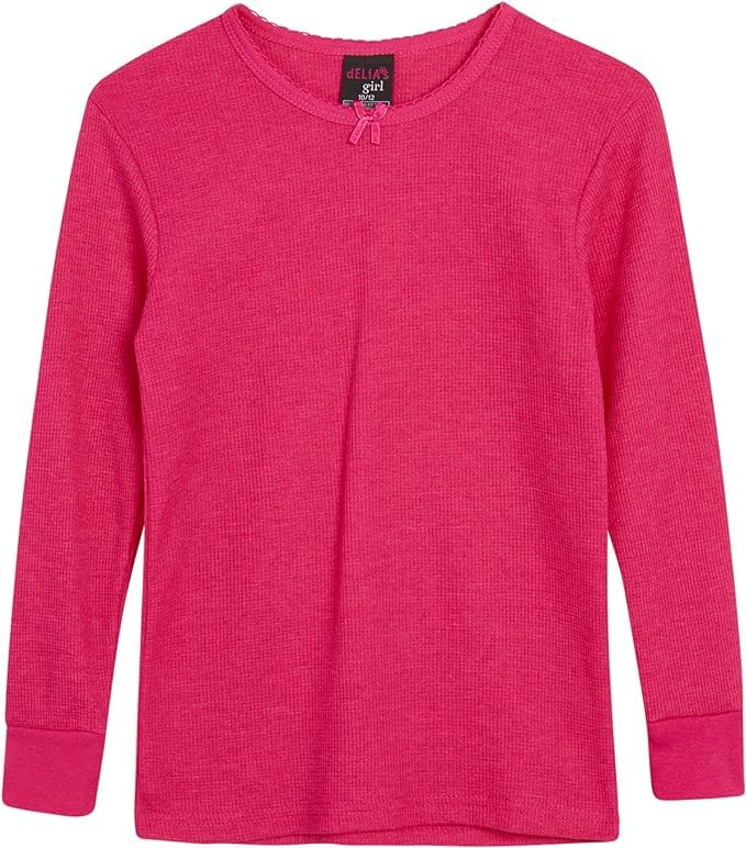 dELiAs Girls' Thermal Underwear Set - 6 Piece Waffle Knit Top & Long Johns Pajamas (2T-16) | Warm Winter Base Layer for Kids | Perfect for Cold Weather, Snow Days & Outdoor Activities