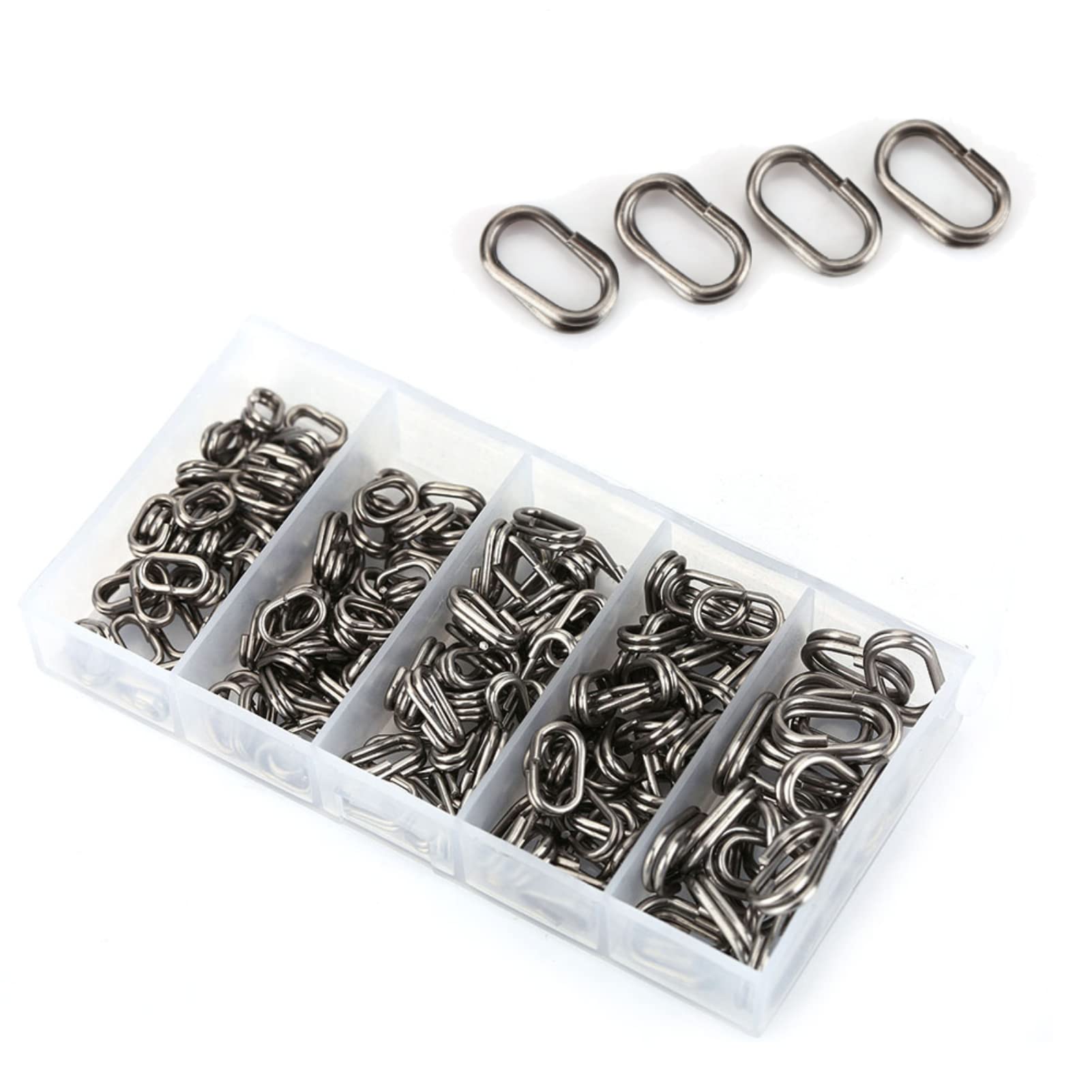 100Pcs Stainless Steel Fishing Split Rings - Oval Snap Rings for Lure Tackle Connectors, Fishing Hooks & Chain Links | Saltwater & Freshwater Fishing Gear Accessories