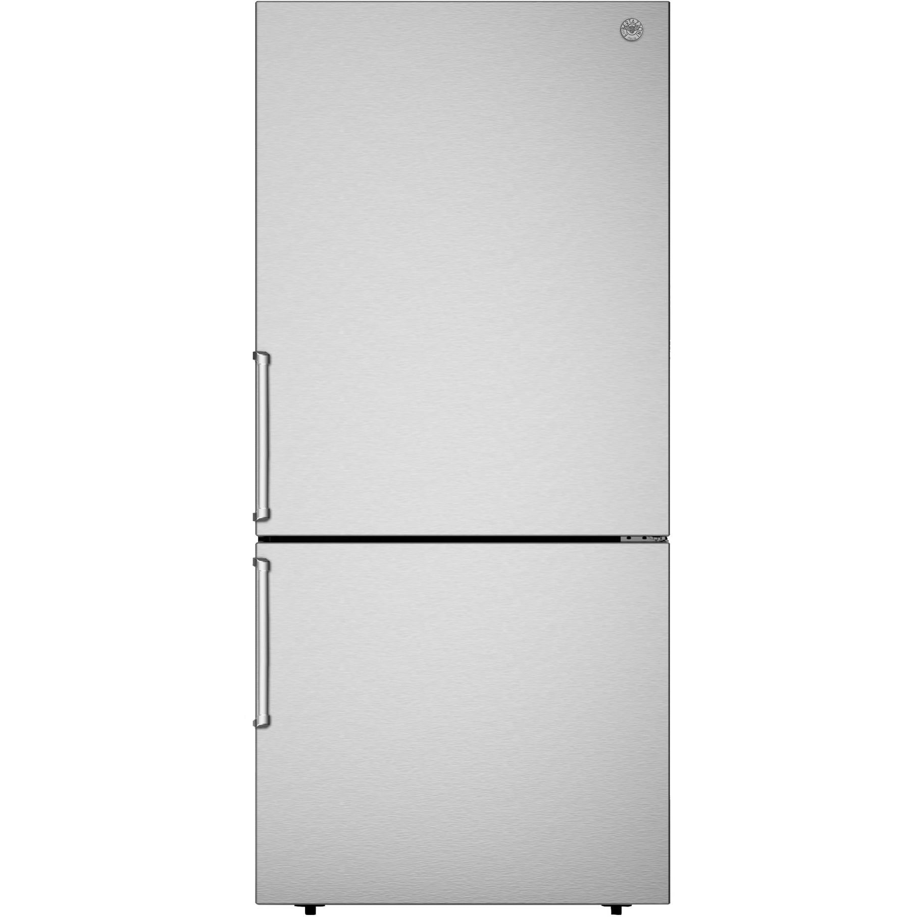 Bertazzoni 31 Inch Bottom Freezer Refrigerator - Stainless Steel, Energy Efficient, Spacious French Door Design with Master Handle (REF31BMFIXNV) - Perfect for Modern Kitchens and Open-Concept Living Spaces