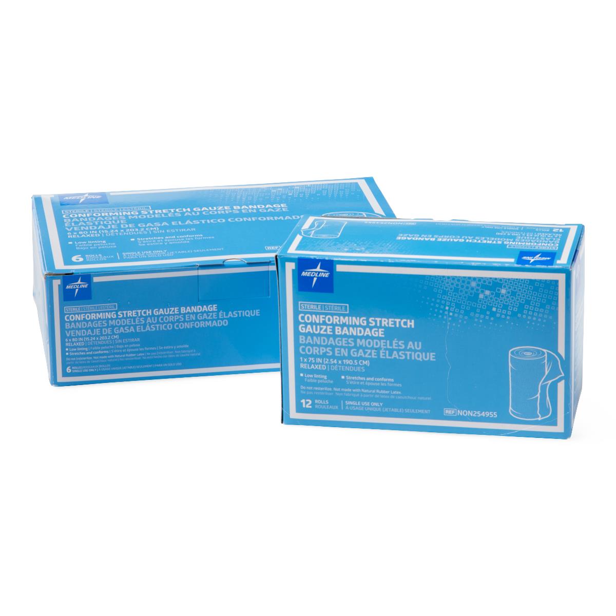Sterile Soft Conforming Bandages 2x75 Inches - Box of 12 | Self-Adhesive Medical Wound Dressings for First Aid, Burns & Post-Surgery Care