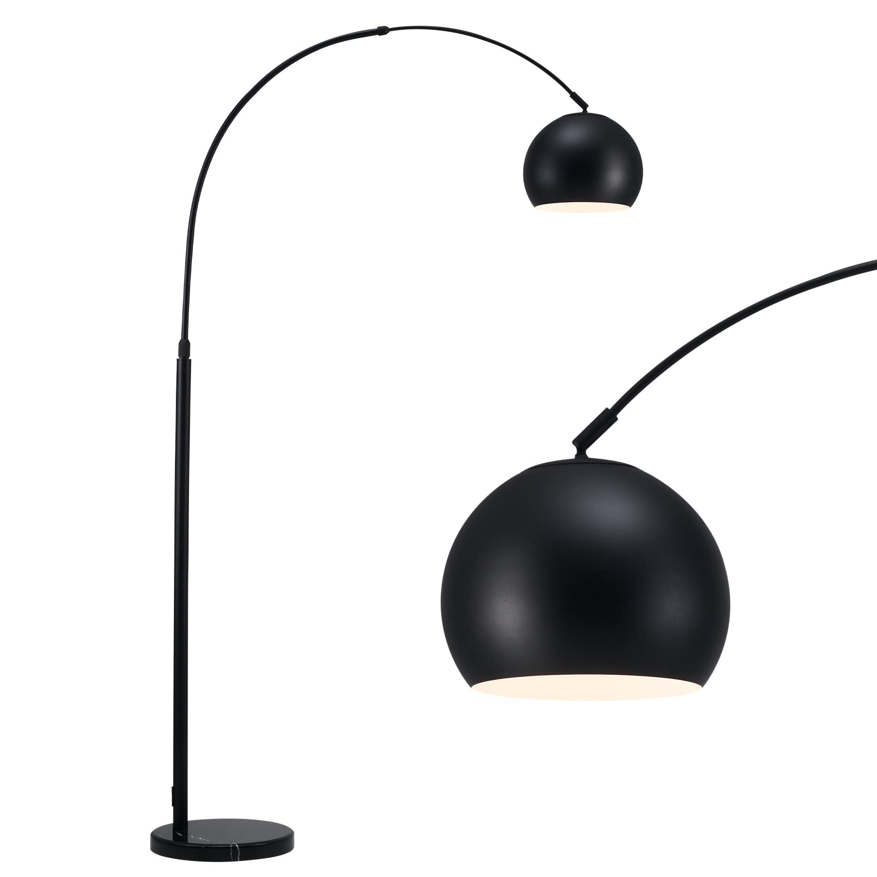 VONLUCE Modern Arc Floor Lamp with Marble Base - Contemporary Black Arched Standing Light for Living Room, Bedroom & Office - 360° Rotatable Hanging Shade - Perfect Over Couch Lighting for Reading & Relaxation