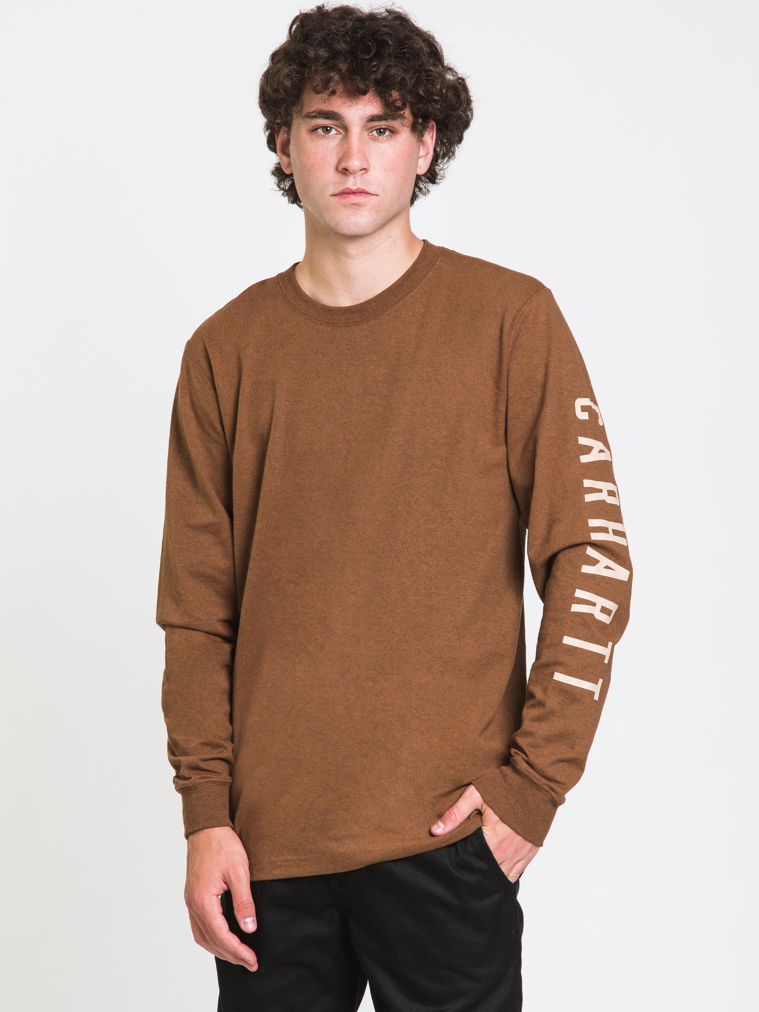 Carhartt Men's Long Sleeve Logo Graphic T-Shirt - Comfortable Cotton Tee for Work & Casual Wear | Durable Workwear for Construction, Outdoor Activities & Everyday Use