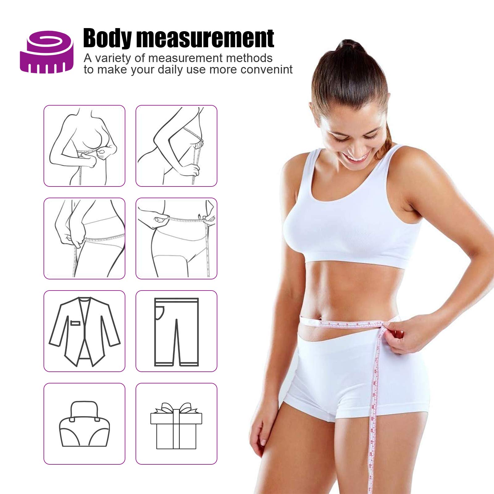 Retractable Tape Measure 60 Inch - 3 Pack Fabric Measuring Tape for Sewing, Craft, Nursing & Medical Use - Black, Purple, Sky Blue - Perfect for Travel, DIY Projects & Home Improvement