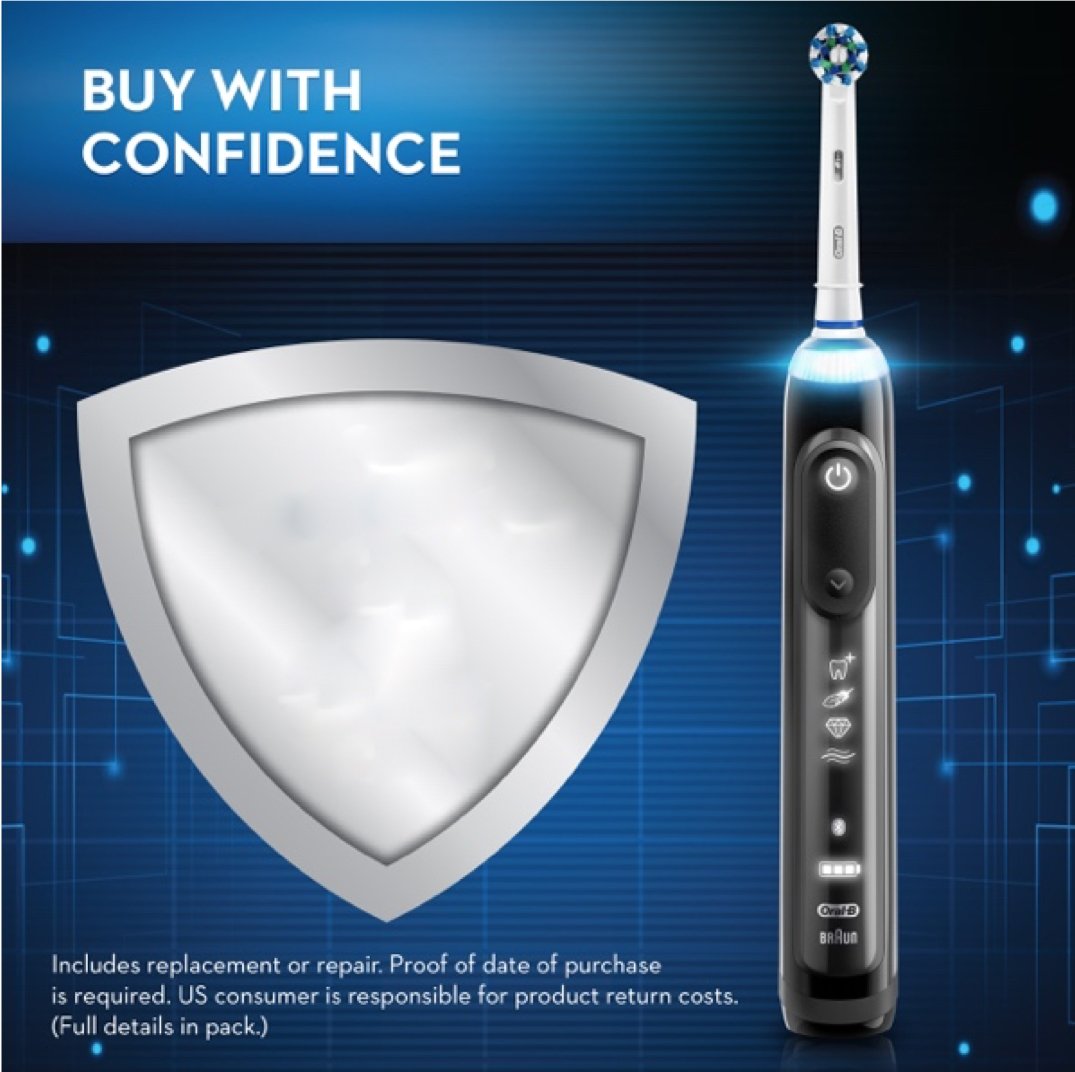 Oral-B 7500 Electric Toothbrush with 3 Replacement Brush Heads & Travel Case - Black | Smart Pressure Sensor, Bluetooth Connectivity | Perfect for Travel & Daily Oral Care