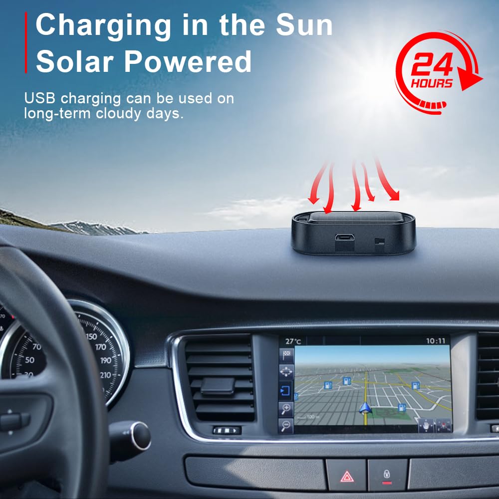 ELECTOP Solar Fake Car Alarm LED Light - Anti-Theft Security with USB Charging (4PCS, Red) for Vehicle Safety