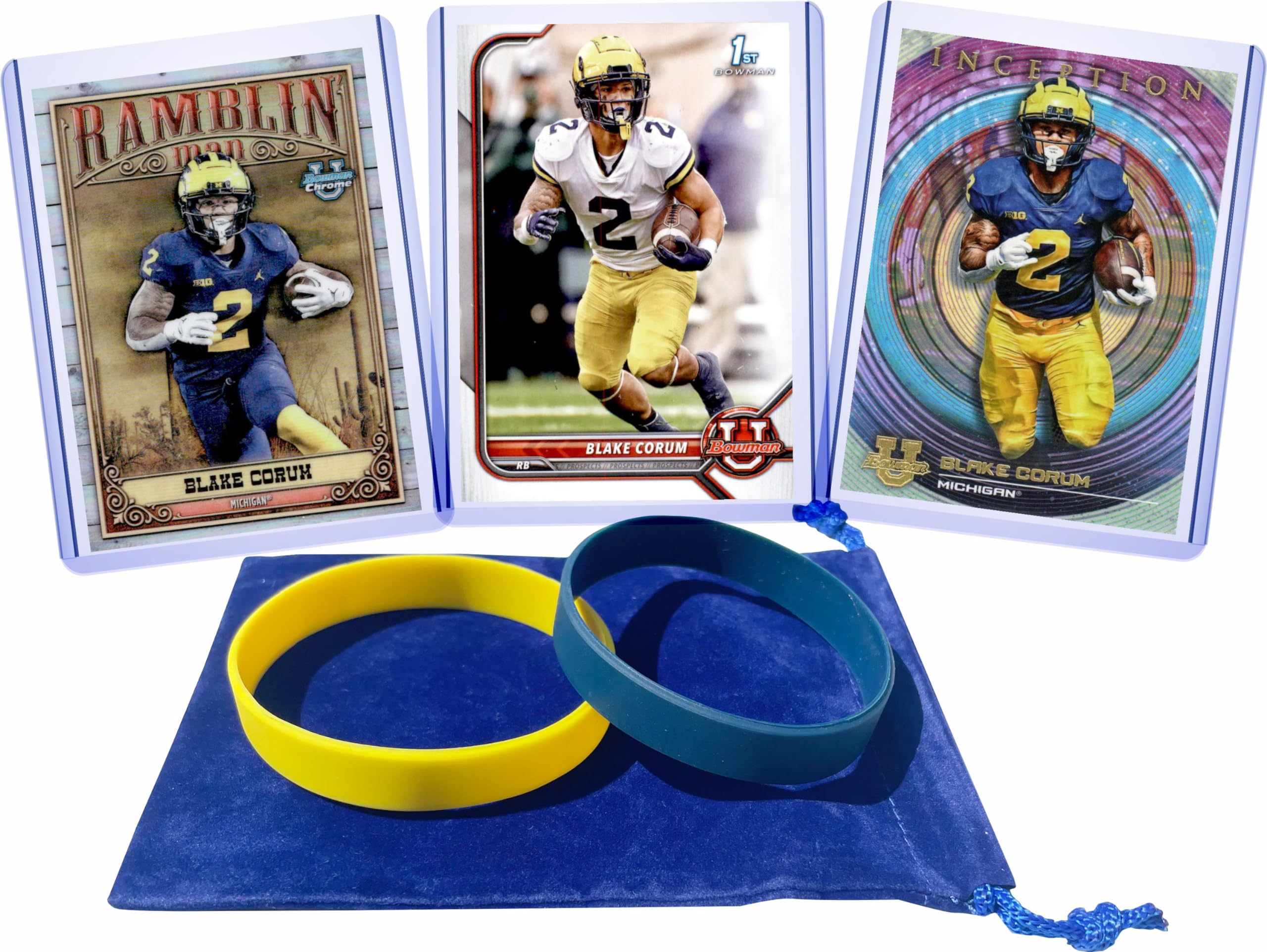 Blake Corum (3) Assorted Michigan Wolverines Football Cards Gift Pack - Perfect for Collectors, Fans & Sports Memorabilia Enthusiasts