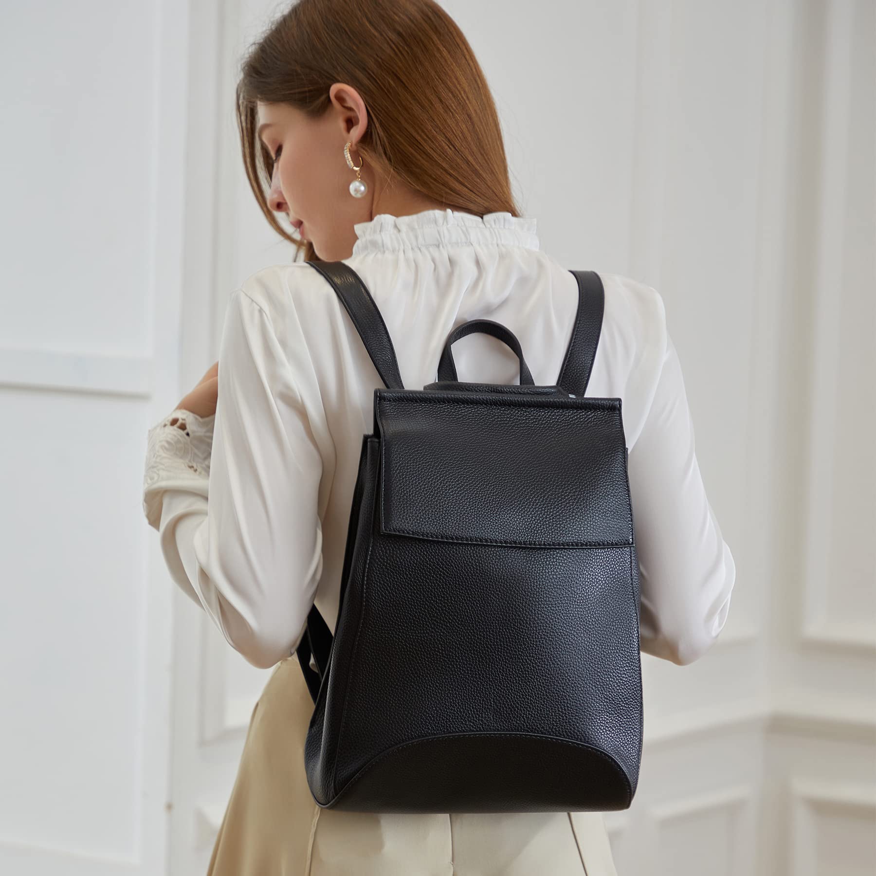 HESHE Women's Leather Backpack - Anti-Theft Travel Purse for Work & Daily Use