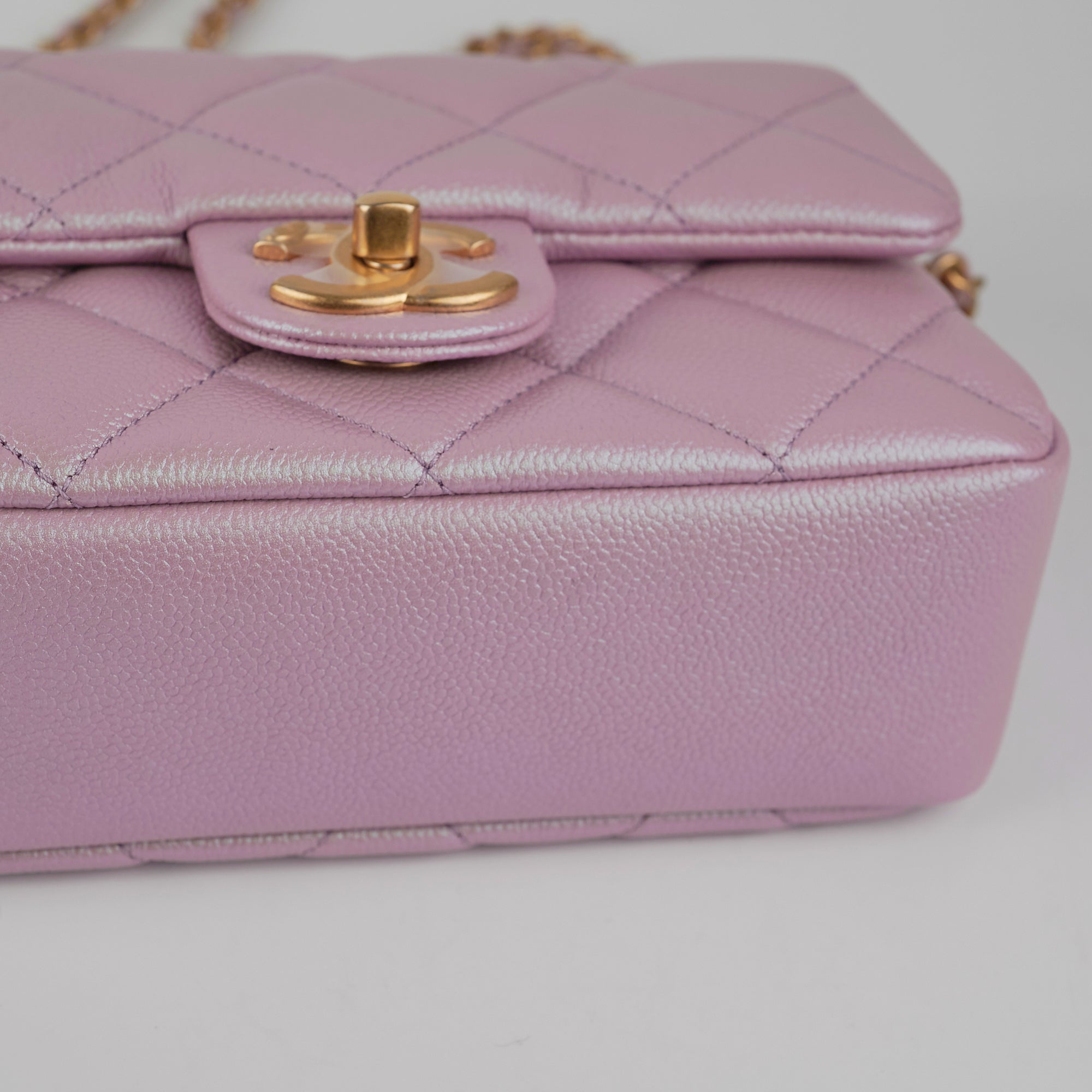 Chanel Caviar Leather My Perfect Square Mini Bag Iridescent Pink with Microchip - Perfect for Evening Parties, Date Nights & Luxury Fashion Accessories