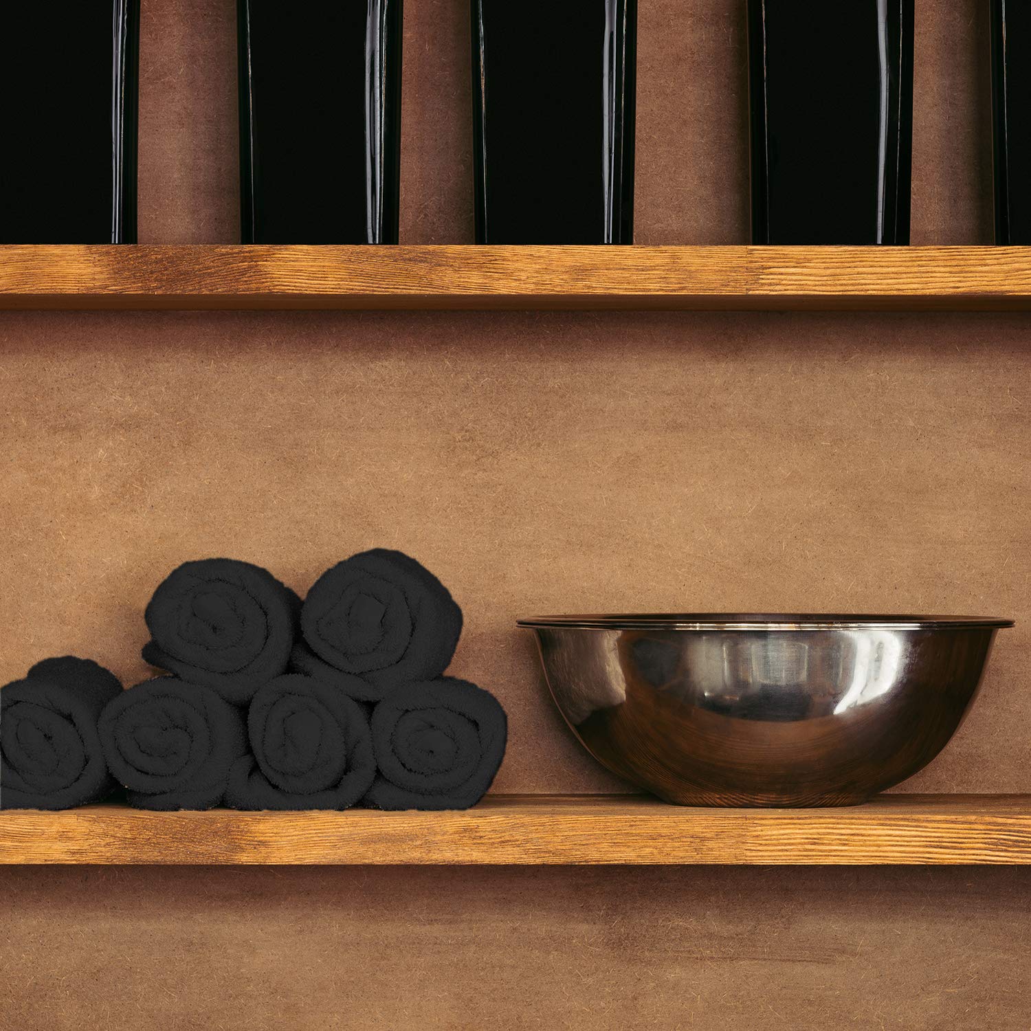 **Arkwright Bleach Proof Salon Towels Bulk (144-Pack) - 100% Cotton, Highly Absorbent & Quick Dry Spa Face Towels for Hair Stylists, Barbers, Pedicures & Estheticians - 16 x 28 Inches, Black - Perfect for Salons, Spas & Professional Beauty Services**