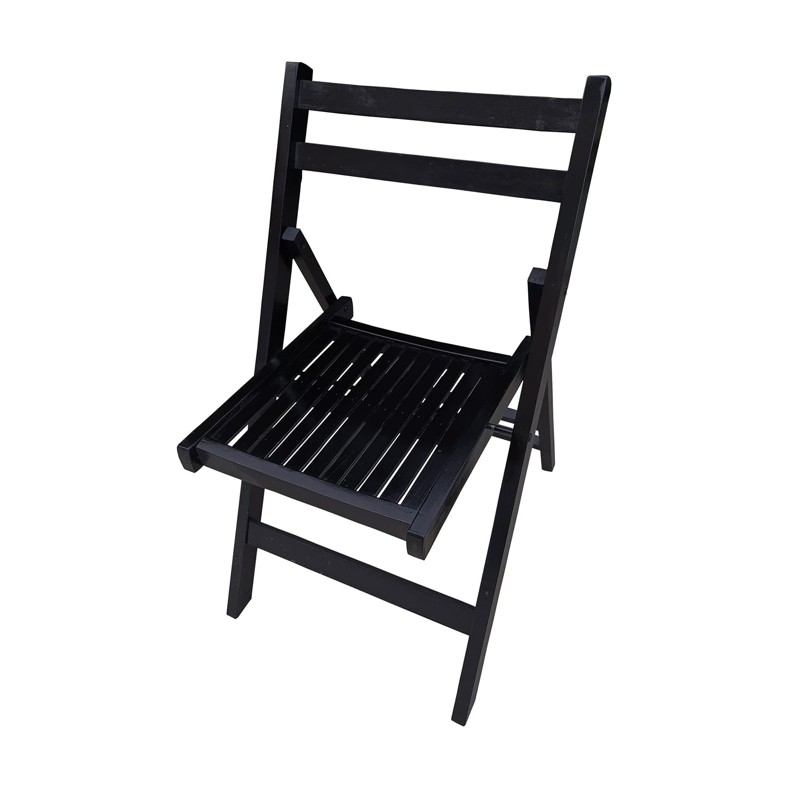 4 Pack Folding Chairs with Poplar Wood Slatted Seat - Lightweight & Sturdy for Dining Room, Kitchen, Balcony, Wedding, Events (Black) | Perfect for Indoor & Outdoor Gatherings, Parties, and Home Decor