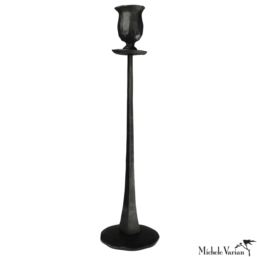 11.5 Inch Blackened Iron Taper Candle Holder - Elegant Rustic Home Decor for Dining Table, Wedding Centerpiece & Romantic Ambiance
