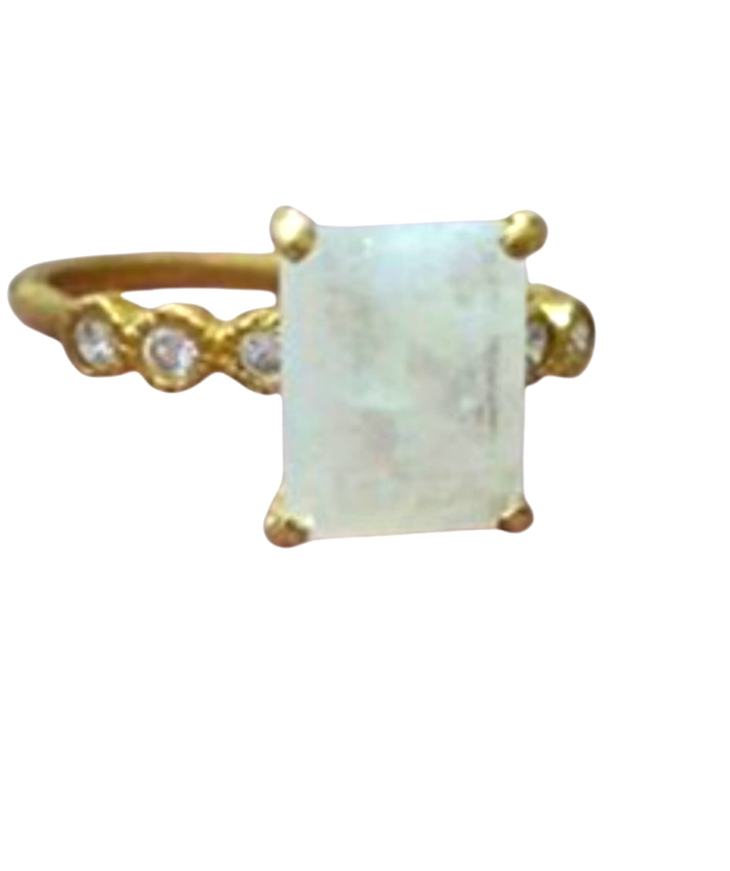 Genuine Moonstone Ring - Rectangle Wedding Ring in Gold with Natural June Birthstone Gemstone for Bridal Jewelry | Perfect for Engagement, Anniversary & Special Occasions