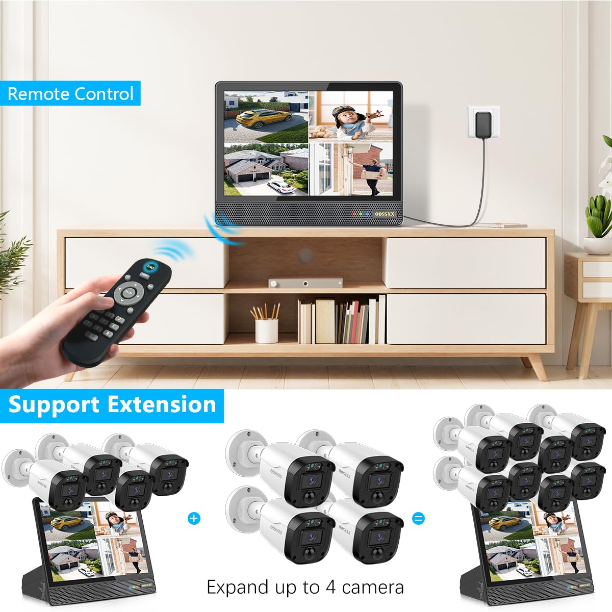 5MP Full HD Wired Security Camera System with 122° Ultra Wide-Angle Lens - Outdoor/Indoor CCTV Surveillance System with Monitor for Home & Business Protection - Ideal for Driveway, Garage, Backyard Monitoring