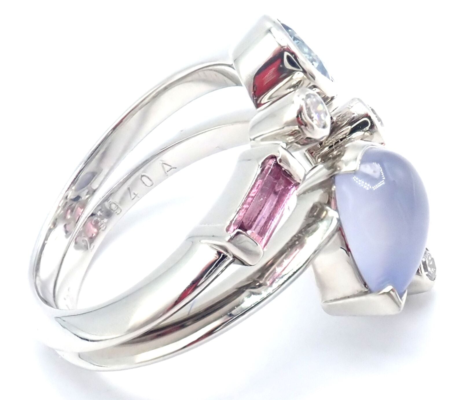 Authentic Cartier Meli Melo Platinum Ring with Chalcedony, Tourmaline, Garnet & Diamonds | Luxury Jewelry for Weddings, Anniversaries & Special Occasions