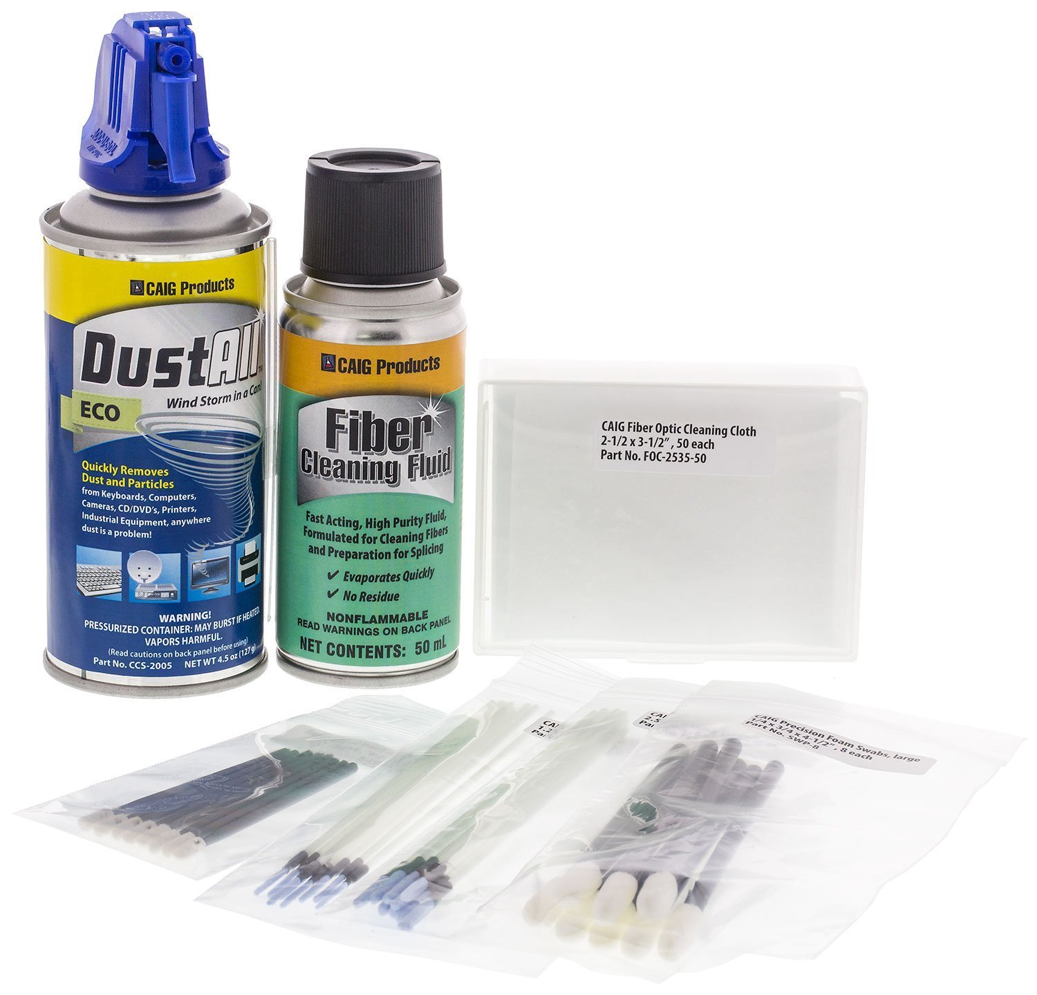CAIG Fiber Optic Cleaning Kit - Professional Tools for Connector & Port Maintenance | Perfect for Home, Office & Data Center Network Equipment Care