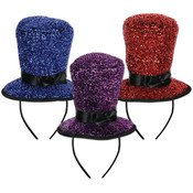 Beistle 12 Pack Sparkling Top Hat Headbands for Party Costumes & Decorations - Perfect for Halloween, Christmas, and Birthday Celebrations