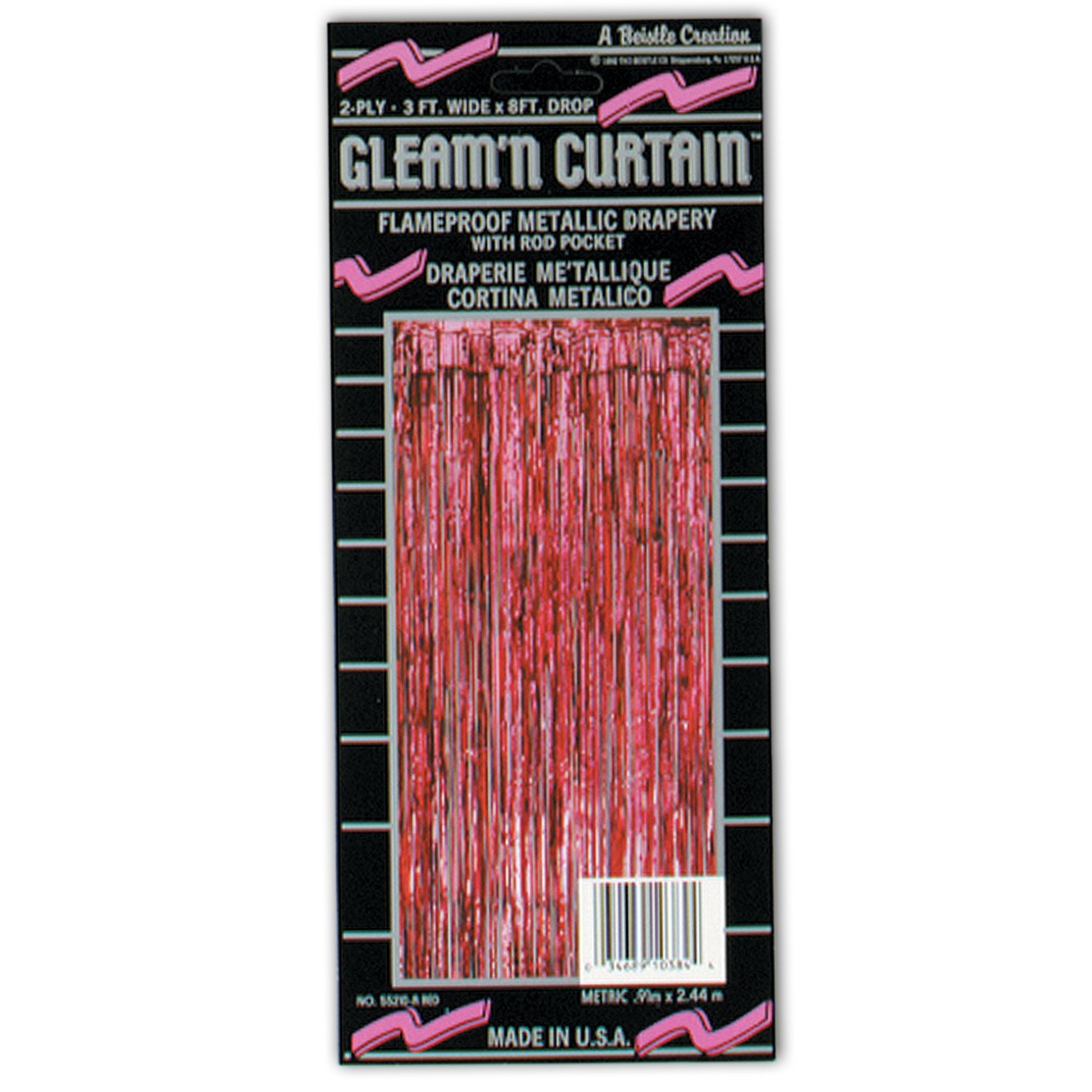 Beistle Gleam 'N Curtain Party Decorations - 8' x 3' Red Shimmering Valentine's Day Backdrop for Photo Booths, Weddings & Romantic Events