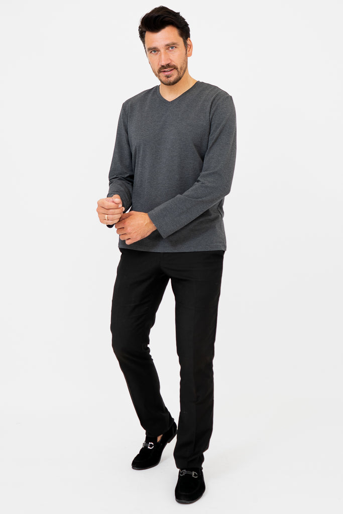 Adam Men's Long Sleeve Shirt - Graphite Color Bamboo Fabric - Perfect for Work, Travel & Outdoor Activities
