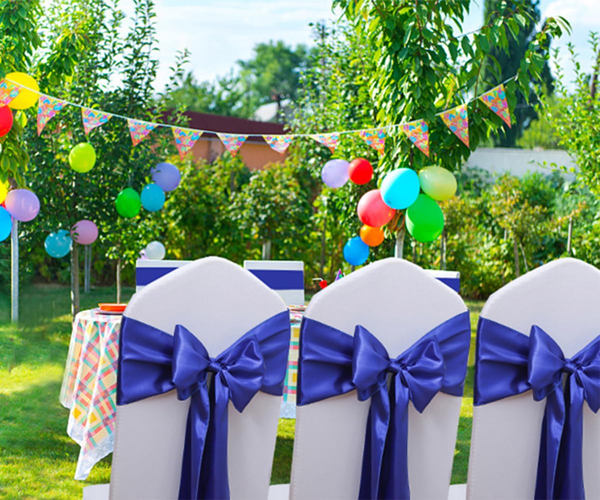 Royal Blue Satin Chair Sashes 50-Pack - Wedding & Party Decor