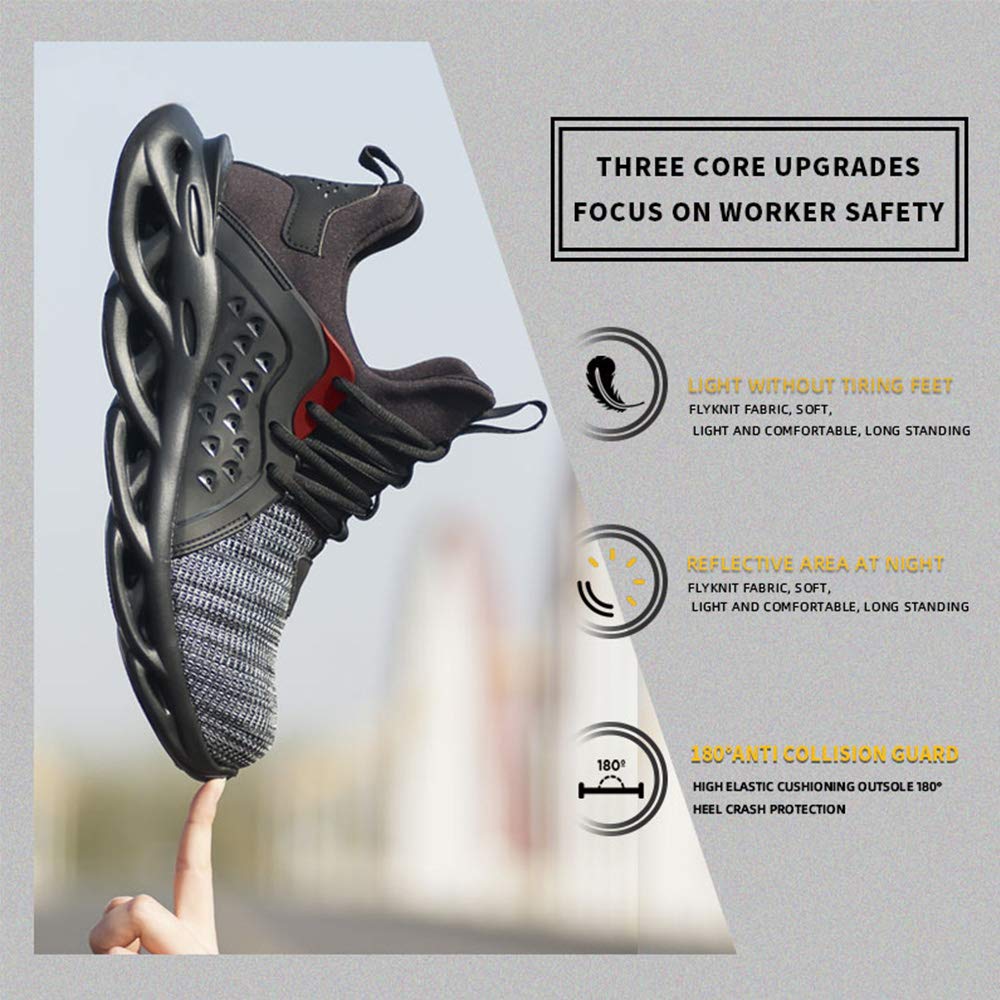 Steel Toe Safety Shoes for Men & Women - Lightweight Breathable Work Sneakers for Construction & Industrial Use - Perfect for Warehouse, Factory & Outdoor Work