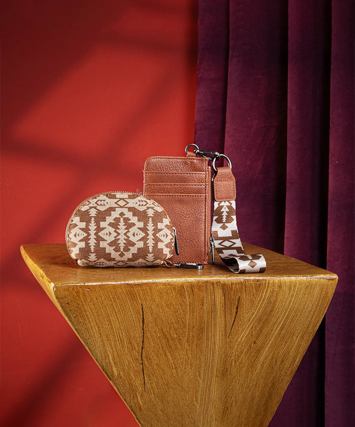 Wrangler Aztec Print Keychain Card Holder - Stylish & Durable Wallet for Credit Cards, ID, and Cash - Perfect for Travel, Shopping, and Everyday Use