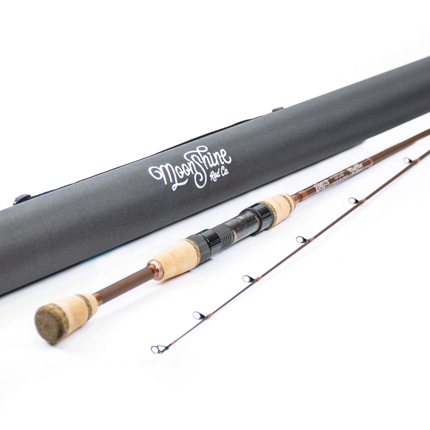 Moonshine Rod Co. Fly Fishing Rod with Carrying Case & Extra Tip - Slow/Medium/Fast Action - Perfect for Trout, Bass & Freshwater Fishing