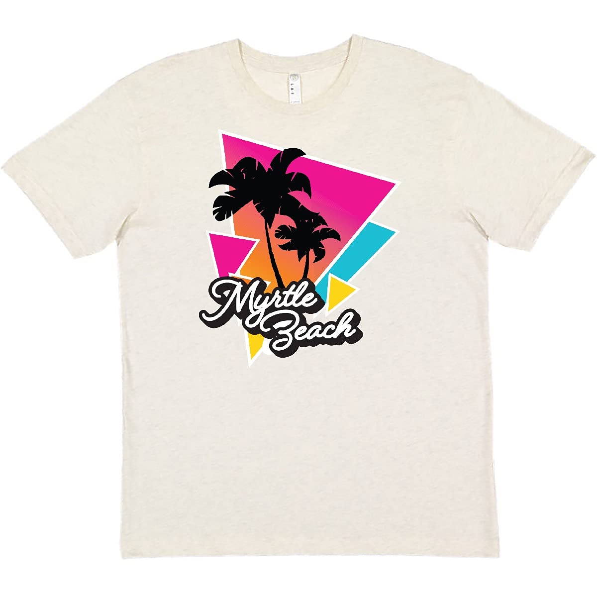 Inktastic Summer Vacation Myrtle Beach Palm Trees and Triangles Graphic T-Shirt for Women & Men - Beach Party, Vacation Outfit, Casual Wear