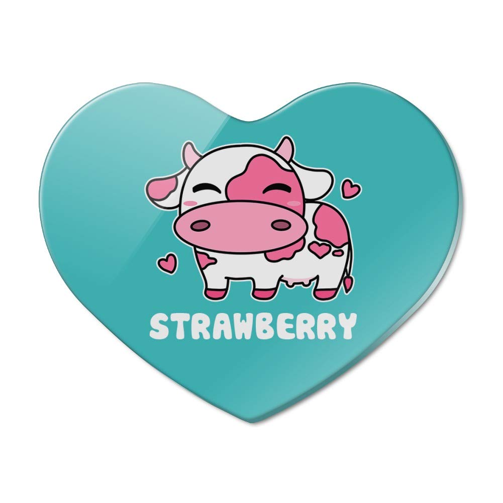 Adorable Kawaii Strawberry Milk Cow Heart Acrylic Fridge Magnet - Cute Refrigerator Decor for Home, Office & Dorm Room