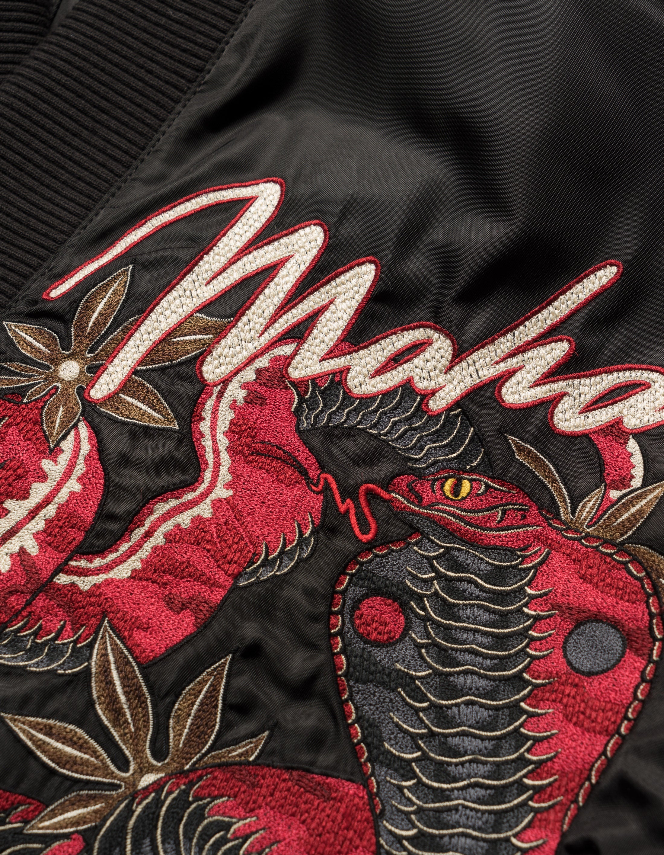 6006 Year of the Snake MA1 Kimono Jacket - Black Asian Streetwear for Men & Women | Perfect for Cosplay, Halloween, and Fashion Events
