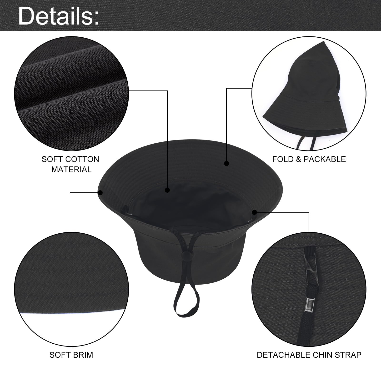 XXL Bucket Hat for Women & Men - Oversized Reversible Cotton Fisherman Hat - Double Sided Summer Sun Hat for Beach, Outdoor & Travel Protection
