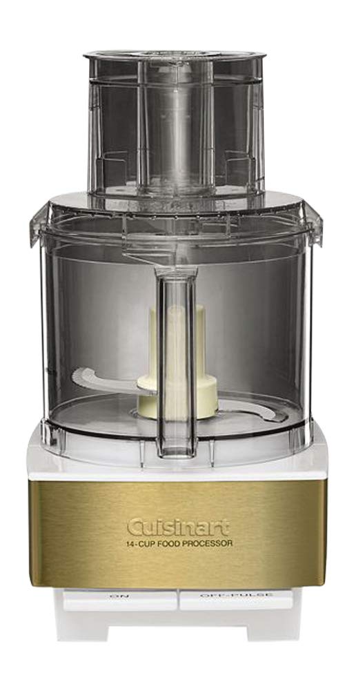 Cuisinart 14-Cup Food Processor - Powerful Vegetable Chopper for Mincing, Dicing, Shredding & Dough Kneading - Stainless Steel (White/Gold) - Perfect for Meal Prep, Baking & Large Batch Cooking - DFP-14WGY