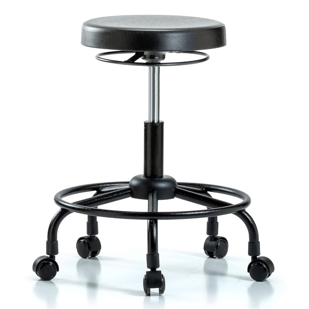 Heavy Duty Polyurethane Work Stool with Wheels - Adjustable Counter Height Rolling Chair for Carpet & Hard Floors | Perfect for Kitchen, Garage, Workshop & Office Use
