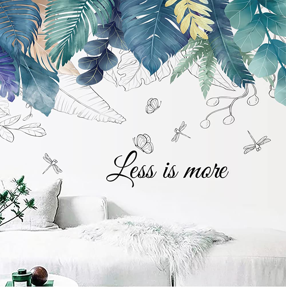 Removable Tropical Leaves Wall Decals - Jungle Green Palm Tree Plant Stickers for Home Decor | Perfect for Living Room, Kids Room, Bedroom & Playroom | Easy Peel & Stick Wall Art for Boho, Nature-Themed Interior Design