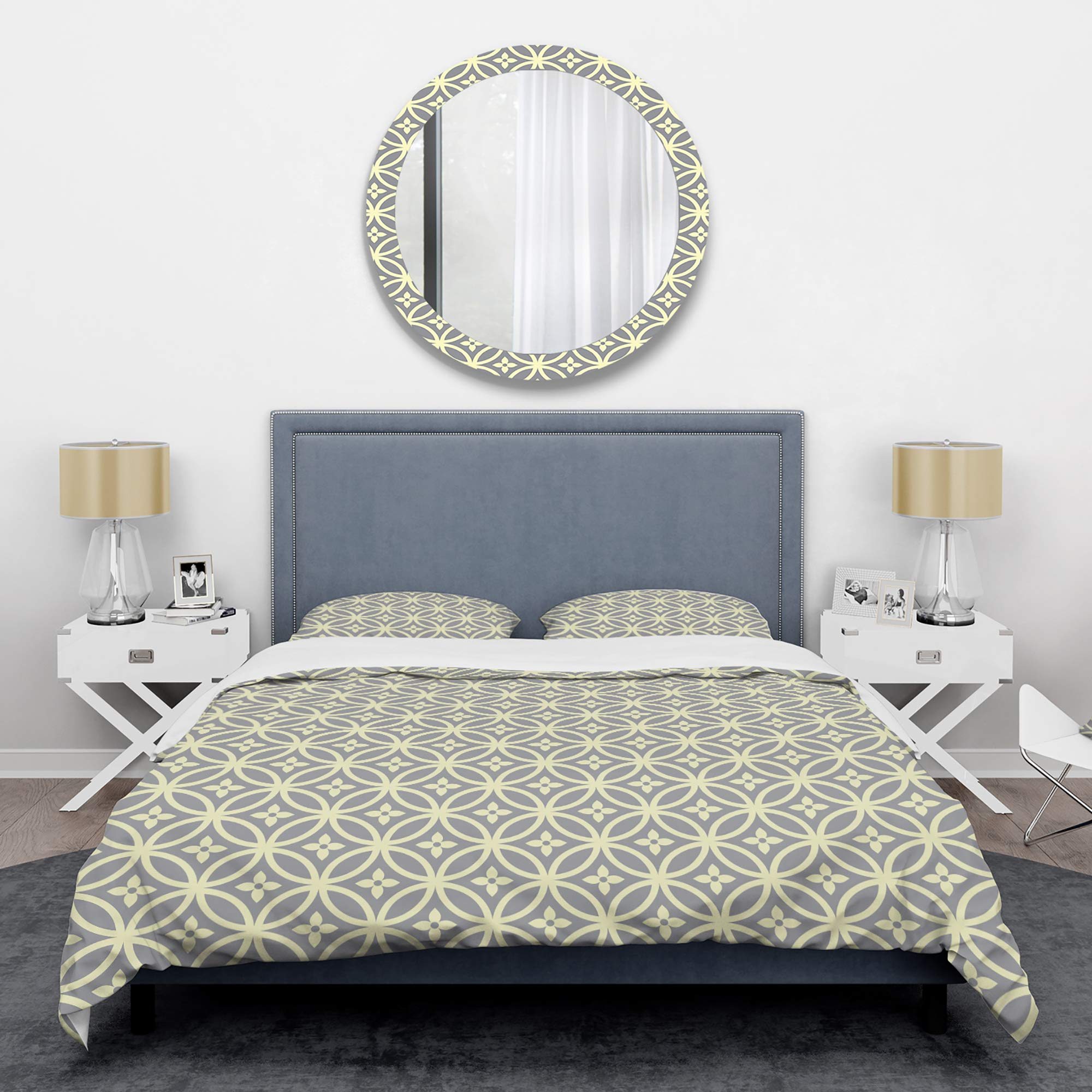 DesignQ Retro Ornamental Pattern II Mid-Century Modern Duvet Cover Set - King Size 3-Piece Bedding in Green | All-Season Luxury Bedding for Vintage Home Decor | Perfect for Master Bedrooms & Guest Rooms