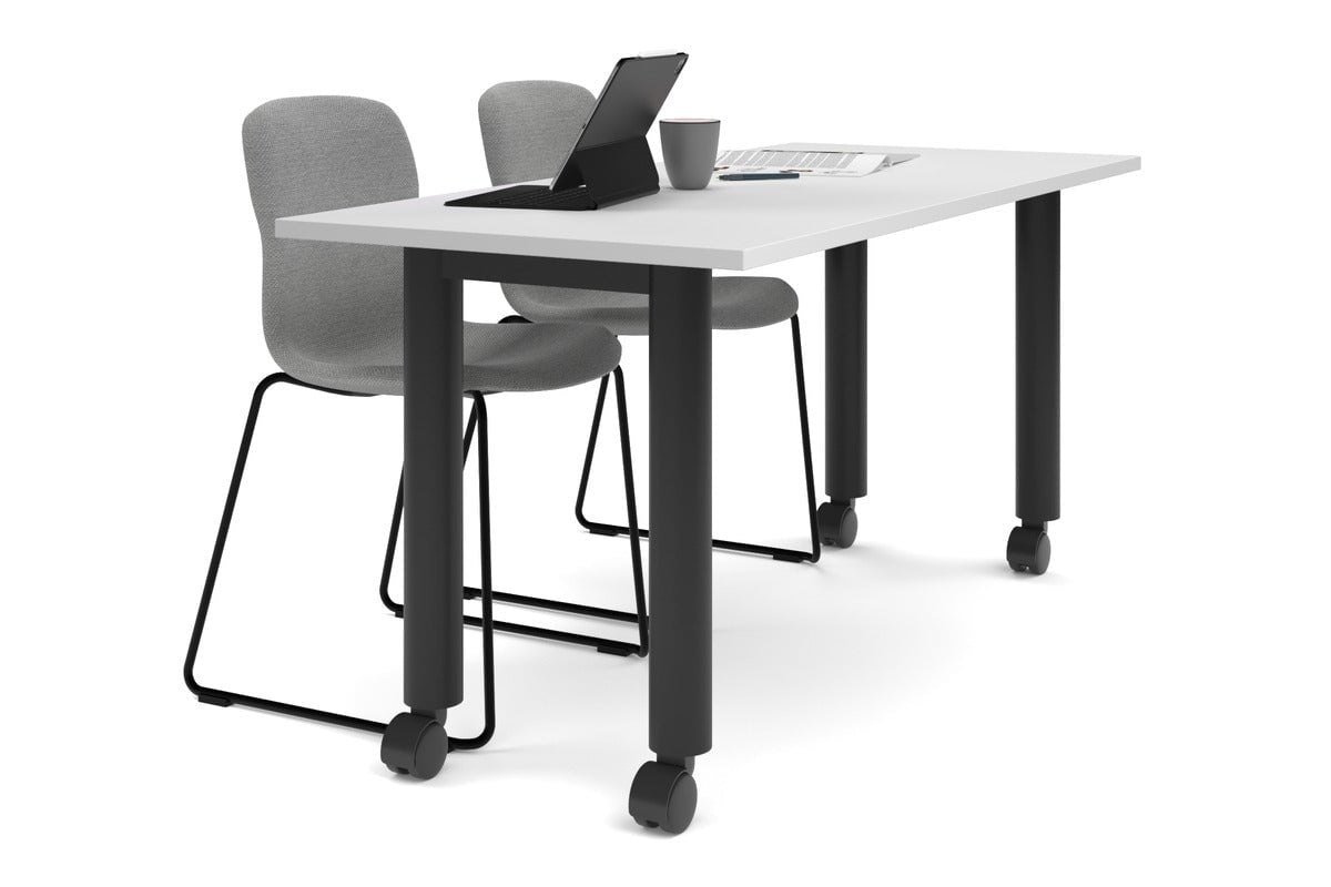 Quadro 80mm Cylinder Leg Mobile Table - 1800L x 700W Adjustable Rolling Workbench for Office, Workshop & Industrial Use