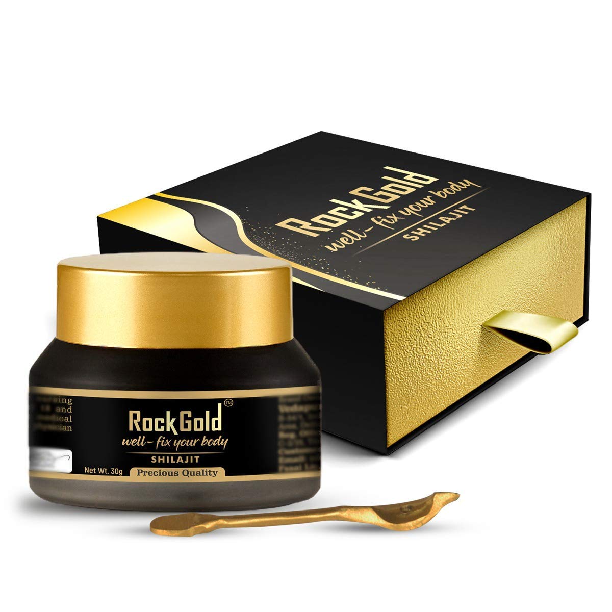 Bewo Rock Gold Pure Ayurvedic Shilajit Resin with Pure Gold & Silver - 30g | Authentic Himalayan Shilajeet with Trace Minerals | Natural Energy Booster & Immune Support for Men & Women | Perfect for Daily Wellness & Fitness Routines