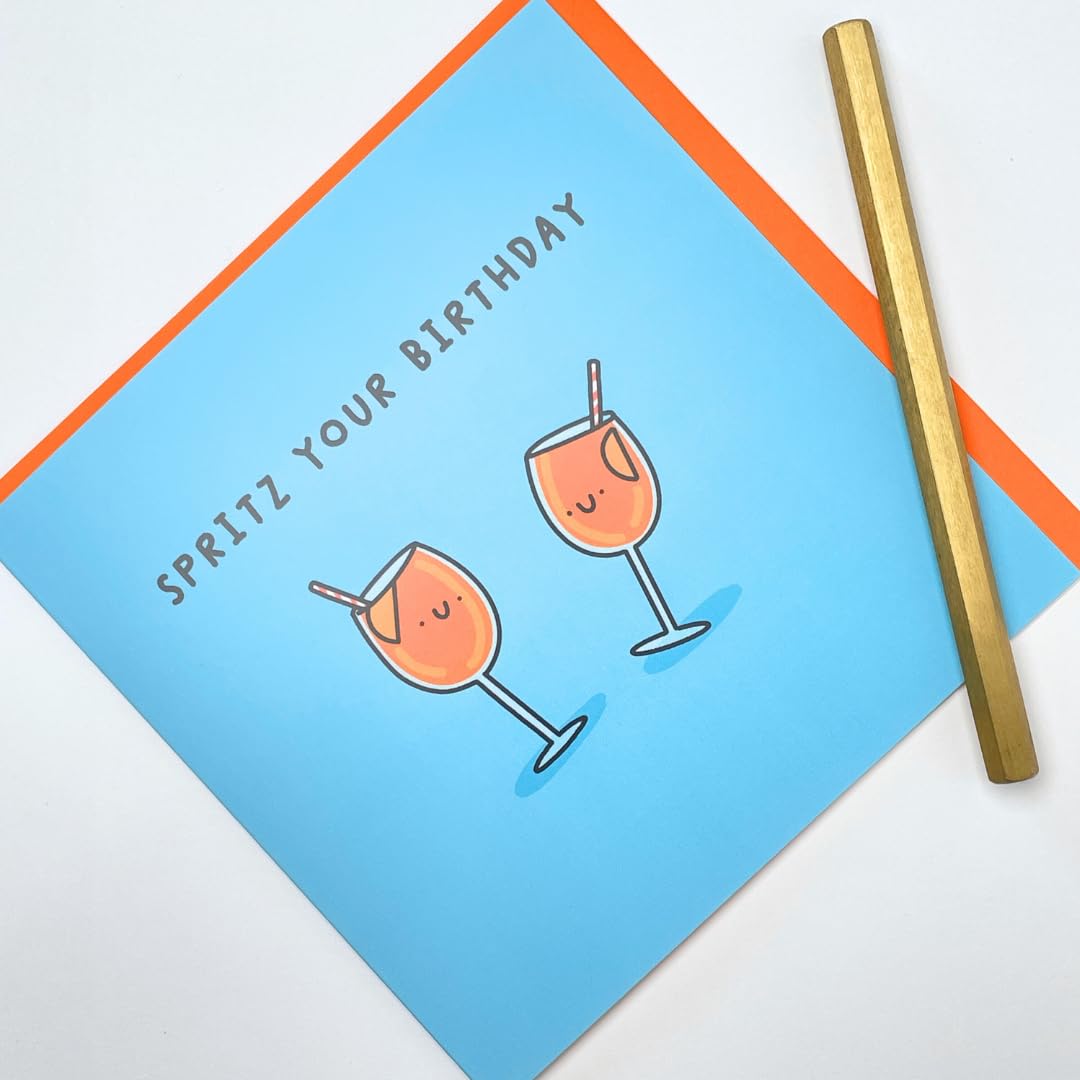 Funny Birthday Card for Women - 'Spritz Your Birthday' Illustrated Cocktail Card - Perfect Gift for Sister, Mom, Friend or Colleague | Blank Inside | Great for Birthdays, Office Celebrations & Girls' Night Out
